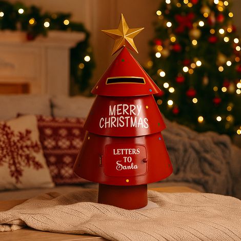 Albero in latta portalettere di natale h 36 cm decorazione natalizia -Verde (1/5)