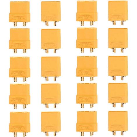 Lot de 20 connecteurs XT90 mâles et femelles en forme de T pour modèles réduits d'avions à batterie (orange)-2.5X2.1cm-Orange (1/4)