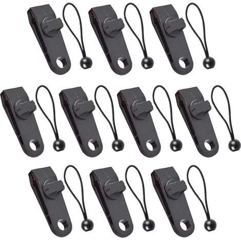 CSPARKV 10 Sets Multifunctional Tarp Clip Tent Clamps Tarp Clip with Black Elastic Cord for Tarps Awnings Camping Caravan Covers