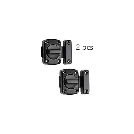 2 Pièces Loquet de Porte Sécurité Rotatif Verrou de Porte Cabine en Alliage de Zinc Serrure de Porte Tournante avec Vis pour Porte d'armoire de Porte de Salle de Bain,Noir (1/5)