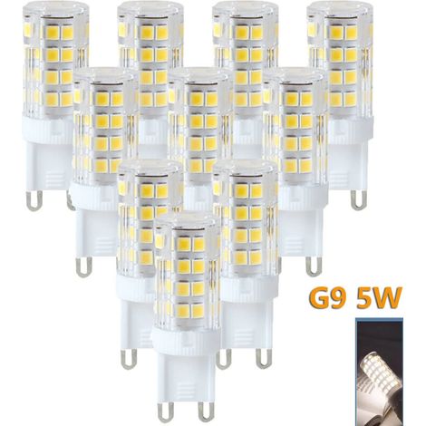 Lot de 10 Ampoule LED G9 5W, Equivalent 40W, Lumière naturelle 4000k, 220-240V, 360° angle de faisceau (1/5)