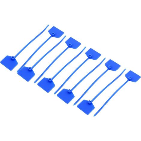 10 elementos de nailon autoblocantes de 3×120 mm, etiquetas de hilo de cremallera azul, conectores de cordón marcador.