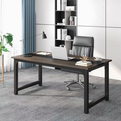 Bureau d’étude et de travail grand format – bureau moderne pour ordinateur – meuble de bureau pour maison （ Gris ）