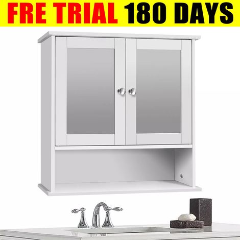 Wooden Furniture Wall Mirror Cabinet Bathroom Storage Unit Cabinet Shelf Toilet (1/5)