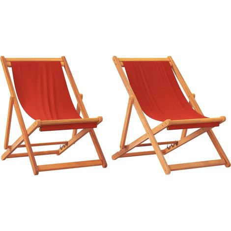Maison Exclusive - Sedie da Spiaggia Pieghevoli 2 pz in Tessuto Rosso