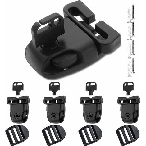 Lot de 4 clips de couvercle de spa pour loquet de remplacement de loquet de spa avec clé et curseur Kit de réparation de mauvais loquet noir (1/4)