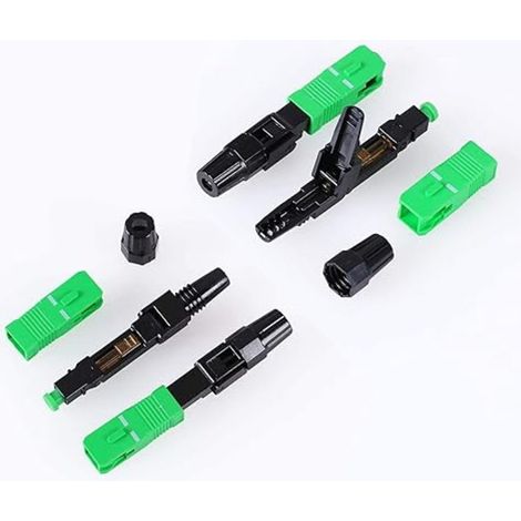 Elfcam – Lot de 5 connecteurs rapides fibre optique SC/APC simplex 9/125μm – Perte d'insertion ≤ 0.2 dB – Compatible FTTH et data centers (1/5)