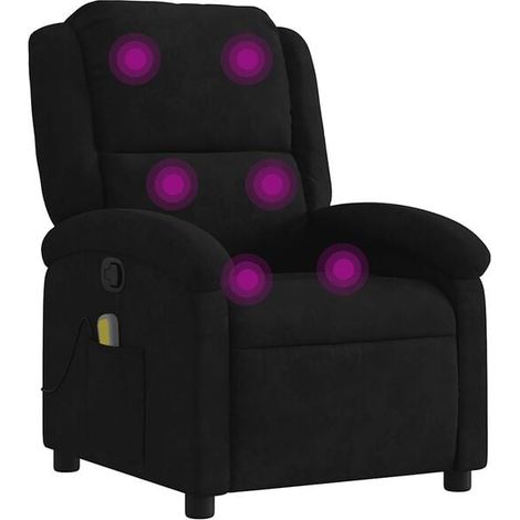 Chaise de massage ergonomique en velours noir – avec chauffage, vibration et réglage électrique – pour détente profonde à domicile (1/5)