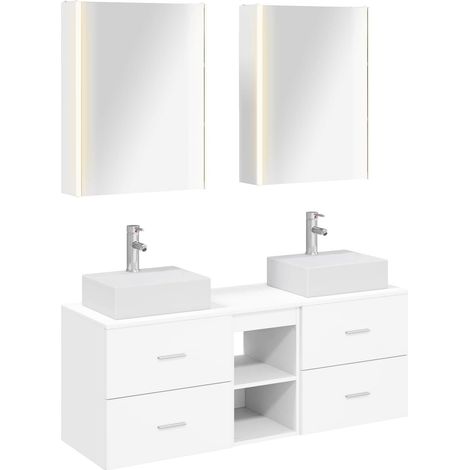 Ensemble de mobilier de salle de bain 5 pcs Blanc vidaXL (1/5)