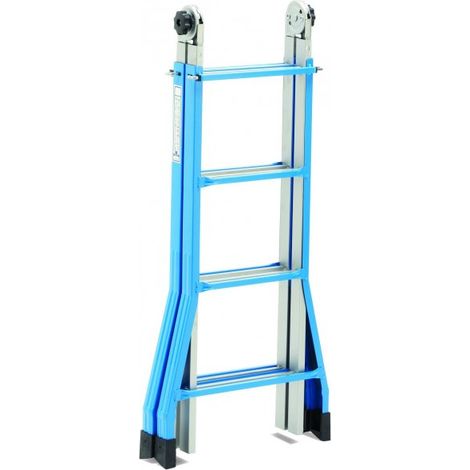 Scala in acciaio richiudibile antiscivolo,4+4 gradini, altezza max 3,7 mt Fredi Fulda