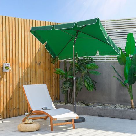 Parasol terrasse aluminium 198x130x245cm rectangulaire inclinaison, verte (1/4)