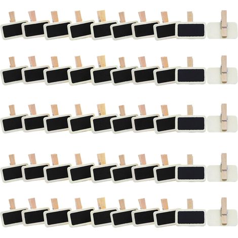 50 Pièces Mini Tableau Noir, Mini Ardoise Rectangle Tableau Noir avec Pince, pour Mémo Fête, Étiquette, Bar, l'étiquetage, Le Mariage