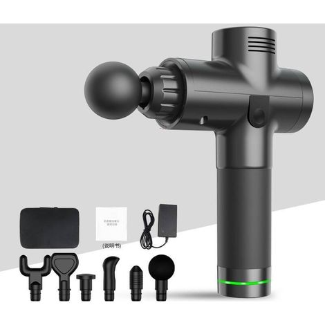 Pistolet de massage profond pour fascias et muscles tendus – 6 têtes incluses, vibrations puissantes, design ergonomique silencieux