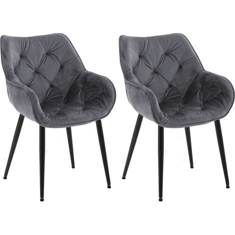 Set di 2 sedie Tanna in velluto grigio scuro