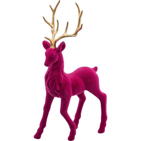 Hirsch stehend Geweih gold befl. pink 20 cm x 7 cm x 37 cm