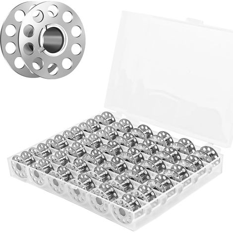 36 Pièces Canettes à Coudre en Métal - Boîte de Rangement Transparente Incluse - Diamètre Intérieur 7 mm - pour Machine à Coudre, Couture, Projets DIY - Canettes Vides Réutilisables (1/5)