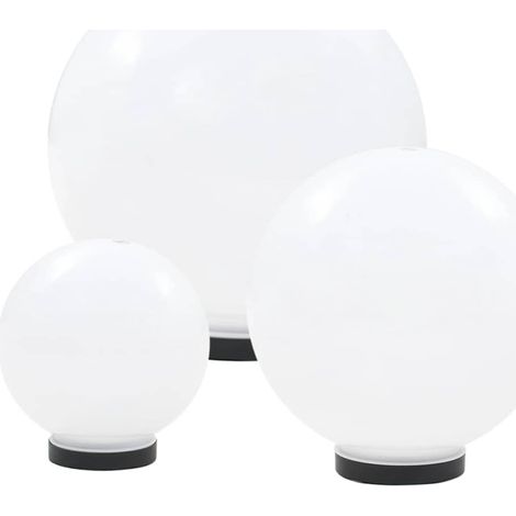 Lot de 3 Lampes Boules de Jardin Éclairage Décoratif PMMA Blanc 20/30/40 cm E27 IP44 (1/5)