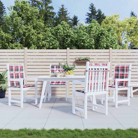 vidaXL Cojín silla de jardín respaldo bajo 4 uds tela a cuadros rojo (1/5)
