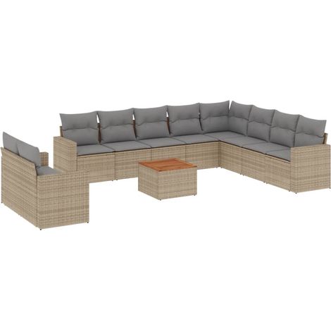 Maison Exclusive - Set de sofás de jardín 11pzas con cojines ratá (1/5)