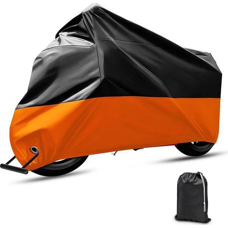 Motorradabdeckung wasserdicht 210D UV-Schutz faltbar Schwarz/Orange (1/5)