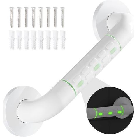 Barre D'appui WC, Barres D'appui de Salle de Bain avec Antidérapante, Poignée de Acier Inox, de Maintien Douche avec Cercles lumineux-avec Bride de Recouvrement,30 CM (1/5)