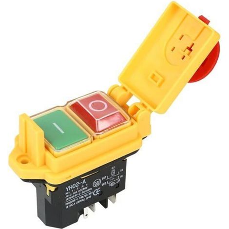 Interrupteur magnétique de rechange 5 broches 250 V 15 A Interrupteur d'arrêt d'urgence Interrupteur de machine étanche à l'eau (1/4)