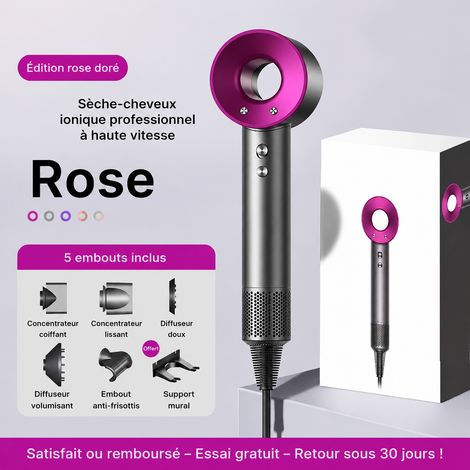 Sèche-cheveux ionique 1600W rose fuchsia 600 millions d'ions négatifs câble 1,8 m rouge 1.8 réf 7499 420 g – Livraison gratuite (1/5)