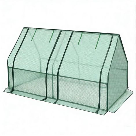 Mini serra da giardino 180 x 90 x 90 cm in acciaio e PE verde (1/5)