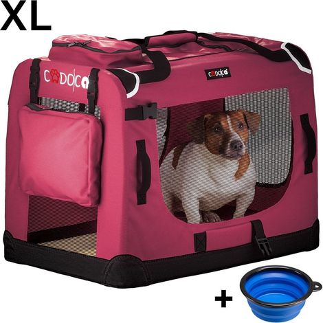 Dog carrier xl red foldable with mesh sides