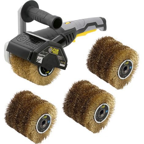 Fartools – Rénovateur extérieur 1300W – 4 brosses fil laitonné Ø120mm – Pour bois, pierre et métal – Moteur puissant et ergonomique - REX 120 D (1/5)