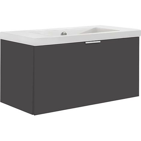 Meuble sous-vasque + vasque en céramique EPIL anthracite mat 1 tiroir 860x550x510mm (1/3)