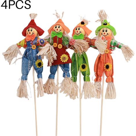 4PCS Épouvantail Debout Mignon Décor de Jardin d'Automne pour Halloween ou Décoration de Bar (1/5)