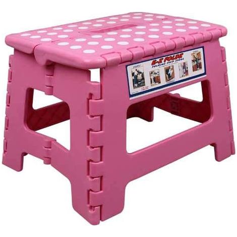 Tabouret pliable, aide à la montée (rose), repose-pieds, pour jardin, cuisine, salle de bain, 150 kg, pliable, pour enfants (1/5)