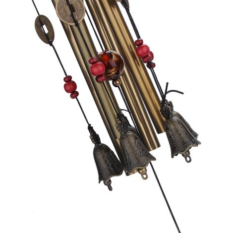Carillons éoliens en bronze à 4 tubes et 5 cloches pour jardin, extérieur, cadeau (1/4)