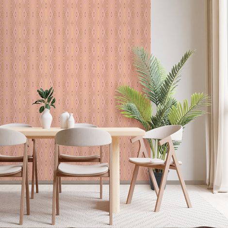 Papier peint intissé pré-encollé - SCANDINAVE ART DÉCO ROSÉ - 1 rouleau de 300x60cm (1/5)