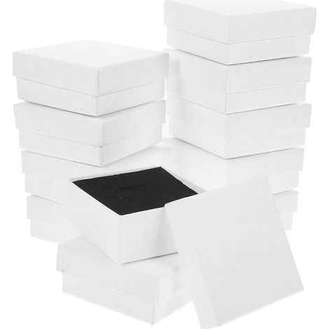 Lot de 12 boîtes cadeaux pour bijoux, présentoirs pour boucles d'oreilles et colliers, petits contenants pour bijoux, étuis d'emballage-7X7X3CM-White (1/4)