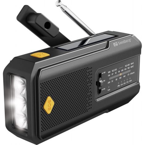 Radio de voyage Sandberg, dynamo solaire tout-en-un 2000 mAh, 421-04