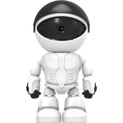 Caméra WiFi sans fil forme robot 1080P HD vidéo audio bidirectionnel contrôle à distance par téléphone rotation horizontale 355° sécurité domestique sans carte mémoire (1/5)