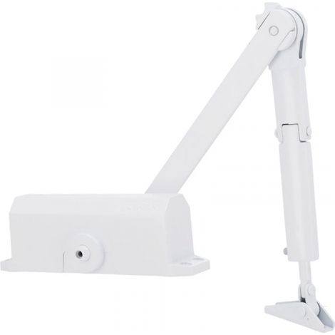Cierrapuertas retenedor 'DC1' de fuerza regulable para puertas de 85-110cm de ancho color blanco (1/2)