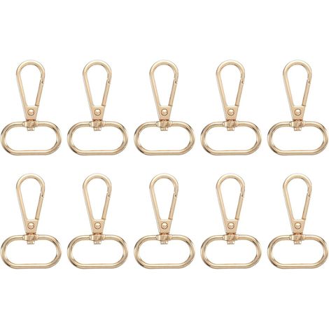 10 Pièces de Mousquetons Pivotants, Mousquetons à Griffes en Forme d'Anneau Ovale de 1 Pouce en Métal pour Fabrication de Sacs à Main, Ceinture, Sangle, Couleur Or (1/5)