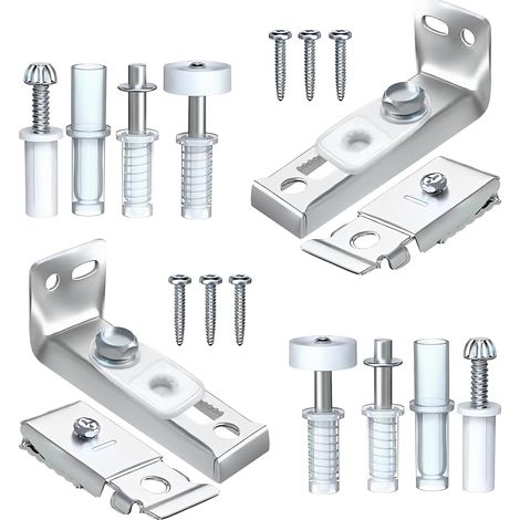 Kit binario per porta a soffietto, 2 set di parti di ricambio per ferramenta per porta a soffietto, inclusi perni superiori e inferiori, staffa e ruota guida per binario da 2,2" (1/5)
