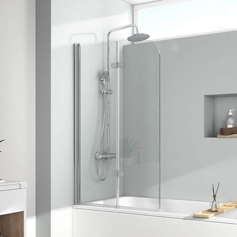EMKE 110 x 140 cm, divisorio doccia per vasca da bagno, parete pieghevole per vasca da bagno, rivestimento facile da pulire (1/4)