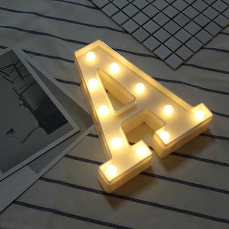 Lettre Lumineuse LED - Lettre Alphabet En Plastique Blanc - Pour Décoration Intérieure Mariage Fête Noël Bar - 22 cm - 1 Pièce (1/3)