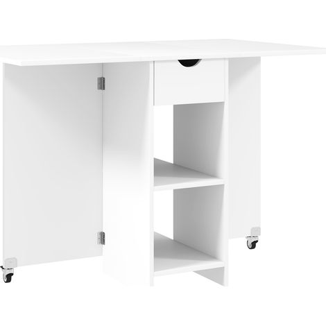 Tavolo da pranzo pieghevole per 2-4 persone, 114,5 x 70 x 75 cm, bianco, HOMVRA (1/5)