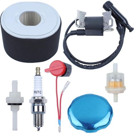 Filtre à air, bobine d'allumage, magnétos, filtre à essence, kit de service adapté Honda GX340 GX390 188F 190F moteur, génératrice, tondeuses à gazon (1/5)