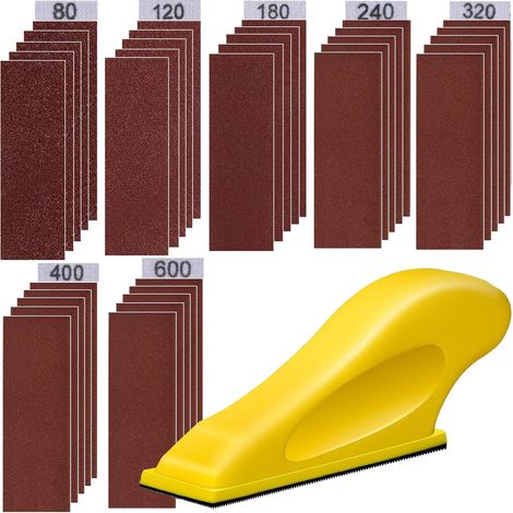 Feuilles de Papier Abrasif Papier de Verre Papiers Poncage 36Pcs Grain 80 120 180 240 320 400 600 Papiers a Poncer Micro Outils de Ponçage pour Travaux Manuels pour Voiture Bois Murs Polissage