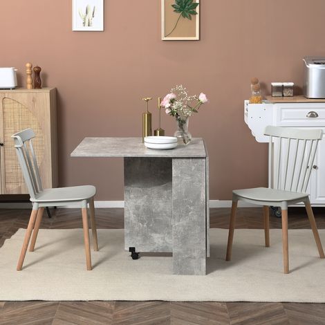 Table pliante en bois gris 140x75x74cm pour 4 à 6 convives avec roulettes (1/5)