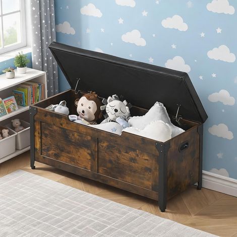 Banc à Chaussures avec Coffre de Rangement 100 cm, Banc en Bois Brun Rustique (1/5)