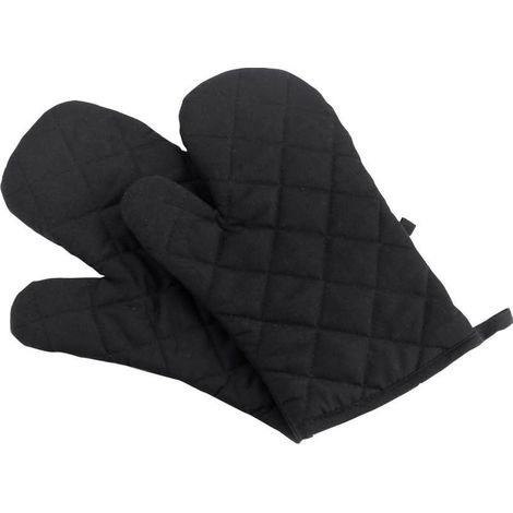 Ofenhandschuhe, hochwertige hitzebeständige Küchenhandschuhe, gesteppte Handschuhe aus Baumwolle und Polyester in Übergröße, schwarz.