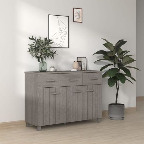 Sideboard HAMAR Hellgrau 113x40x80 cm Massivholz Kiefer